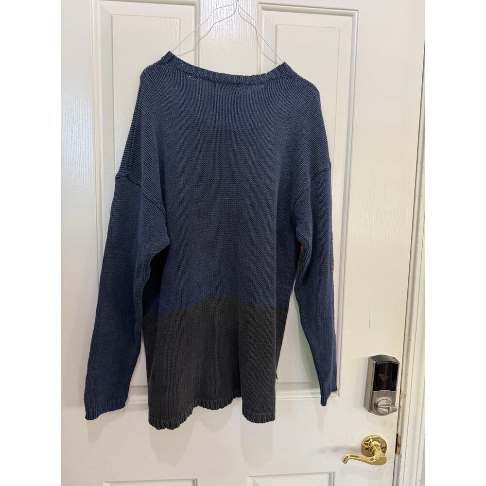 Vintage Lauren Hansen Halloween Sweater Witch Pumpkin Tree Knit Blue Size Large - Picture 7 of 7